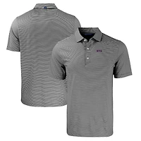 Men's Cutter & Buck  Black/White NYU Violets Forge Eco Double Stripe Stretch Recycled Polo