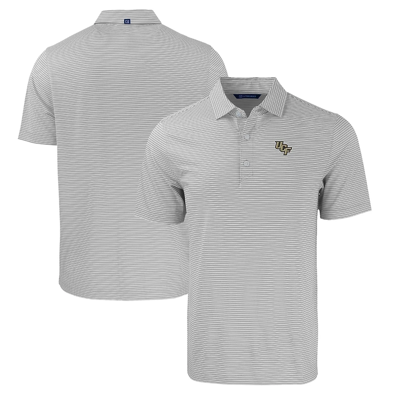 Men's Cutter & Buck Gray/White UCF Knights Forge Eco Double Stripe Stretch Recycled Polo
