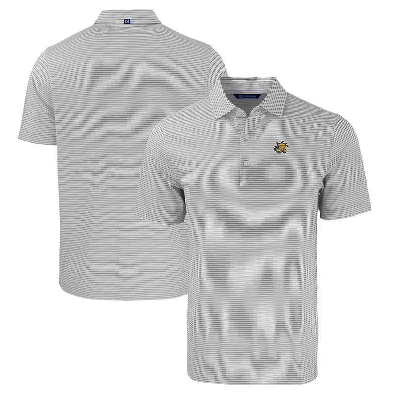 Men's Cutter & Buck  Gray/White Wichita State Shockers Forge Eco Double Stripe Stretch Recycled Polo