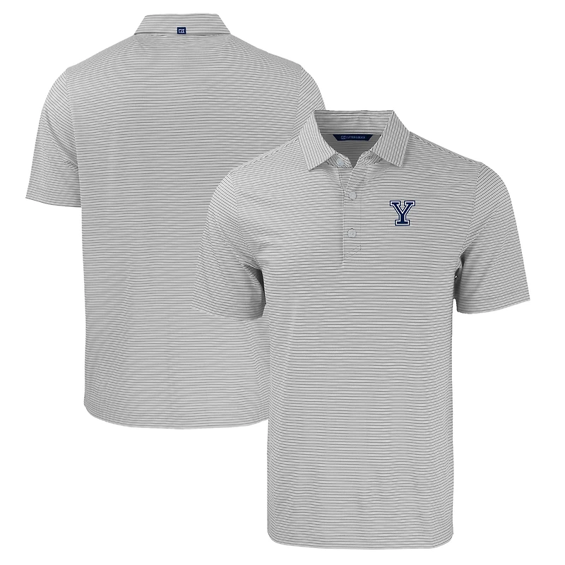 Men's Cutter & Buck  Gray/White Yale Bulldogs Forge Eco Double Stripe Stretch Recycled Polo