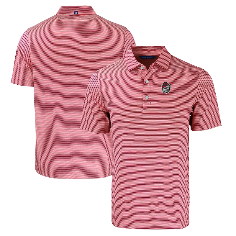 Men's Cutter & Buck Red Georgia Bulldogs Forge Eco Double Stripe Stretch Recycled Polo