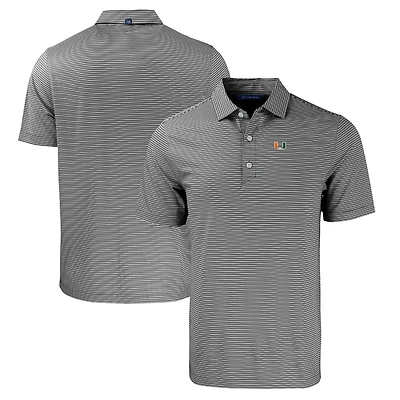 Men's Cutter & Buck  Black/White Miami Hurricanes Forge Eco Double Stripe Stretch Recycled Polo