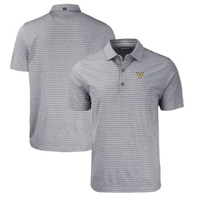 Men's Cutter & Buck  Heather Black Vanderbilt Commodores Forge Eco Heathered Stripe Stretch Recycled Polo