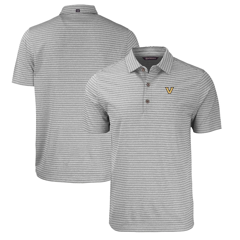Men's Cutter & Buck  Heather Gray Vanderbilt Commodores Forge Eco Heathered Stripe Stretch Recycled Polo
