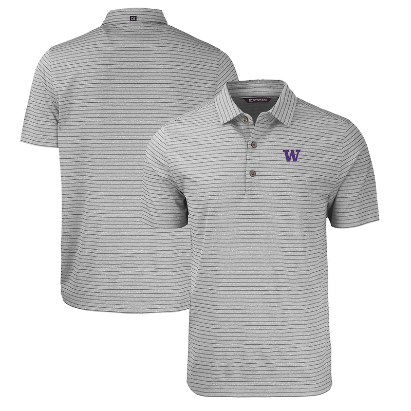 Men's Cutter & Buck  Heather Gray Washington Huskies Forge Eco Heathered Stripe Stretch Recycled Polo
