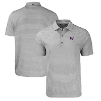 Men's Cutter & Buck  Heather Gray Washington Huskies Forge Eco Heathered Stripe Stretch Recycled Polo