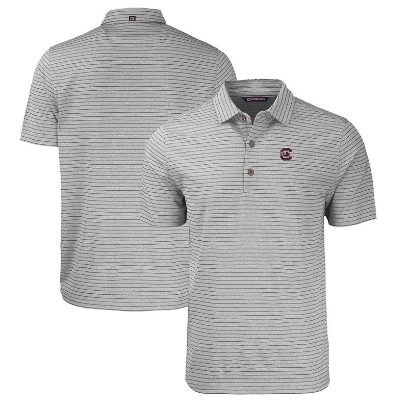 Men's Cutter & Buck  Heather Gray South Carolina Gamecocks Forge Eco Heathered Stripe Stretch Recycled Polo
