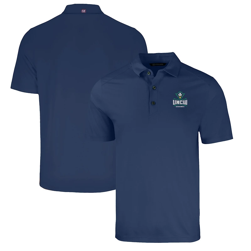 Men's Cutter & Buck Heather Navy UNC Wilmington Seahawks Forge Eco Stretch Recycled Polo