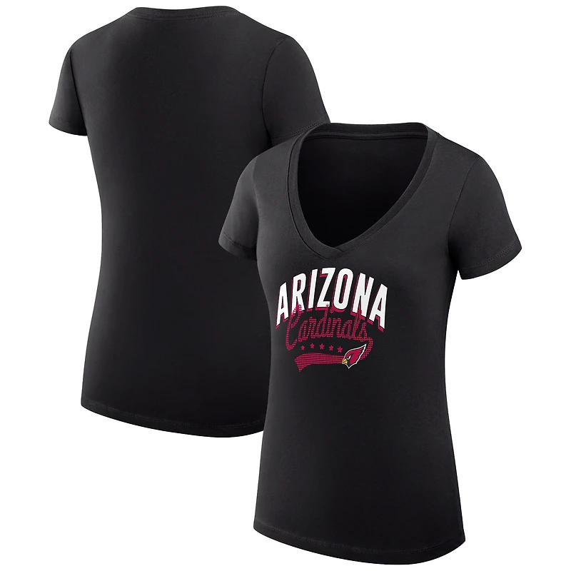 Women's G-III 4Her by Carl Banks Black Arizona Cardinals Super-Slim Fit Lightweight Filigree Logo Lightweight V-Neck T-Shirt