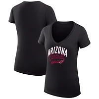 Women's G-III 4Her by Carl Banks Black Arizona Cardinals Super-Slim Fit Lightweight Filigree Logo Lightweight V-Neck T-Shirt