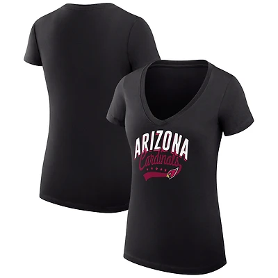 Women's G-III 4Her by Carl Banks Black Arizona Cardinals Super-Slim Fit Lightweight Filigree Logo Lightweight V-Neck T-Shirt