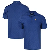 Men's Cutter & Buck Navy West Virginia Mountaineers Pike Eco Pebble Print Stretch Recycled Polo