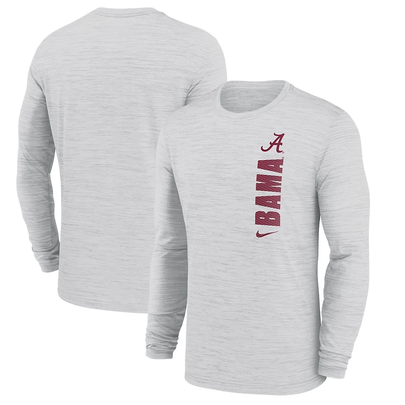 Men's Nike White Alabama Crimson Tide 2024 Sideline Velocity Dri-FIT Long Sleeve T-Shirt