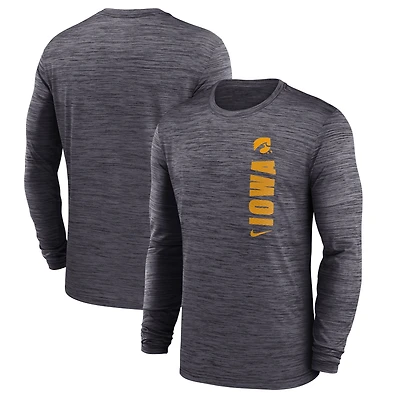 Men's Nike Black Iowa Hawkeyes 2024 Sideline Velocity Dri-FIT Long Sleeve T-Shirt