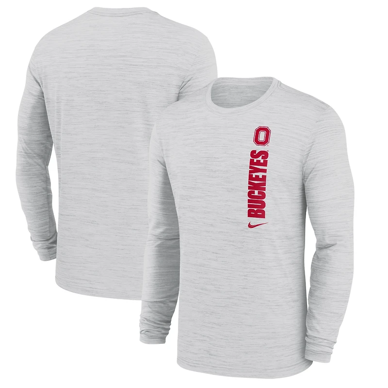 Men's Nike White Ohio State Buckeyes 2024 Sideline Velocity Dri-FIT Long Sleeve T-Shirt
