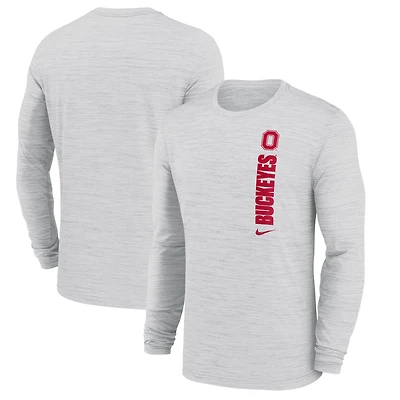 Men's Nike White Ohio State Buckeyes 2024 Sideline Velocity Dri-FIT Long Sleeve T-Shirt