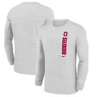 Men's Nike White Ohio State Buckeyes 2024 Sideline Velocity Dri-FIT Long Sleeve T-Shirt
