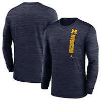 Men's Jordan Brand Navy Michigan Wolverines 2024 Sideline Velocity Dri-FIT Long Sleeve T-Shirt