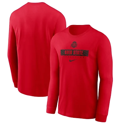 Men's Nike Scarlet Ohio State Buckeyes 2024 Sideline Legend Dri-FIT Long Sleeve T-Shirt