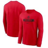 Men's Nike Scarlet Ohio State Buckeyes 2024 Sideline Legend Dri-FIT Long Sleeve T-Shirt