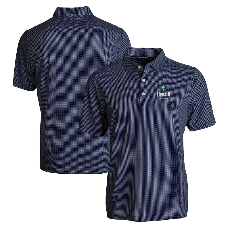 Men's Cutter & Buck Black/White SMU Mustangs Pike Eco Symmetry Print Stretch Recycled Polo