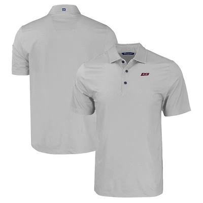 Men's Cutter & Buck Gray Eastern Kentucky Colonels Pike Eco Tonal Geo Print Stretch Recycled Polo