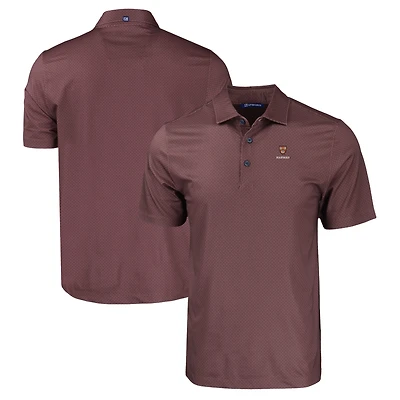 Men's Cutter & Buck Crimson Harvard Crimson Pike Eco Tonal Geo Print Stretch Recycled Polo