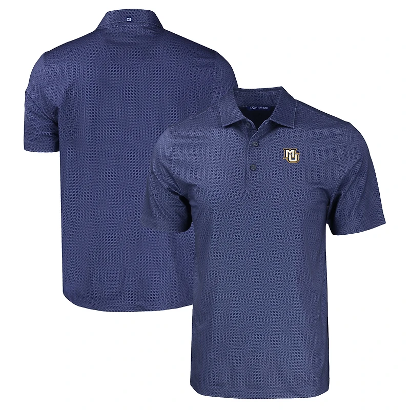 Men's Cutter & Buck Navy Marquette Golden Eagles Pike Eco Tonal Geo Print Stretch Recycled Polo