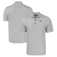 Men's Cutter & Buck Gray Miami University RedHawks Pike Eco Tonal Geo Print Stretch Recycled Polo