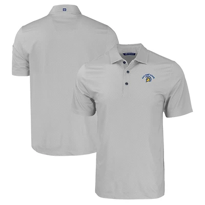Men's Cutter & Buck Gray San Jose State Spartans Pike Eco Tonal Geo Print Stretch Recycled Polo