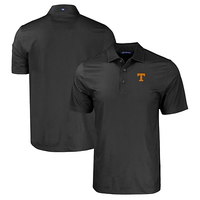 Men's Cutter & Buck Black Tennessee Volunteers Pike Eco Tonal Geo Print Stretch Recycled Polo