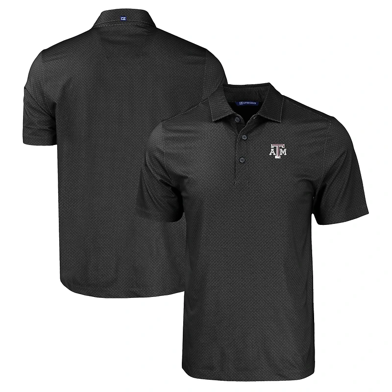 Men's Cutter & Buck Black Texas A&M Aggies Pike Eco Tonal Geo Print Stretch Recycled Polo