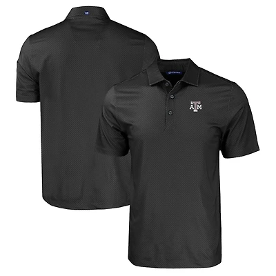 Men's Cutter & Buck Black Texas A&M Aggies Pike Eco Tonal Geo Print Stretch Recycled Polo