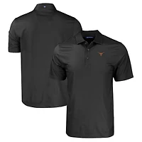 Men's Cutter & Buck Black Texas Longhorns Pike Eco Tonal Geo Print Stretch Recycled Polo