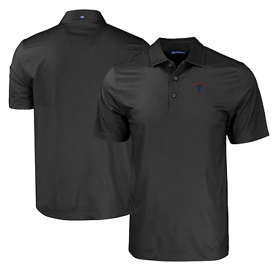 Men's Cutter & Buck Black DePaul Blue Demons Pike Eco Tonal Geo Print Stretch Recycled Polo