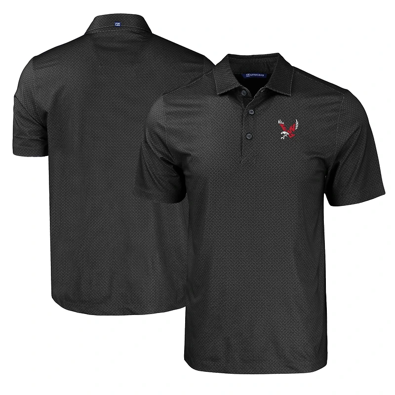 Men's Cutter & Buck Black Eastern Washington Eagles Pike Eco Tonal Geo Print Stretch Recycled Polo