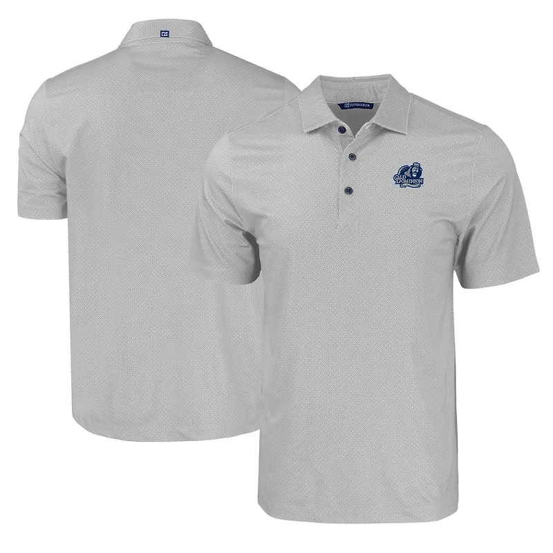 Men's Cutter & Buck Gray Old Dominion Monarchs Pike Eco Tonal Geo Print Stretch Recycled Polo