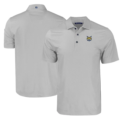 Men's Cutter & Buck Gray Quinnipiac Bobcats Pike Eco Tonal Geo Print Stretch Recycled Polo