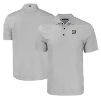 Men's Cutter & Buck Gray Quinnipiac Bobcats Pike Eco Tonal Geo Print Stretch Recycled Polo