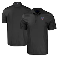 Men's Cutter & Buck Black SMU Mustangs Pike Eco Tonal Geo Print Stretch Recycled Polo