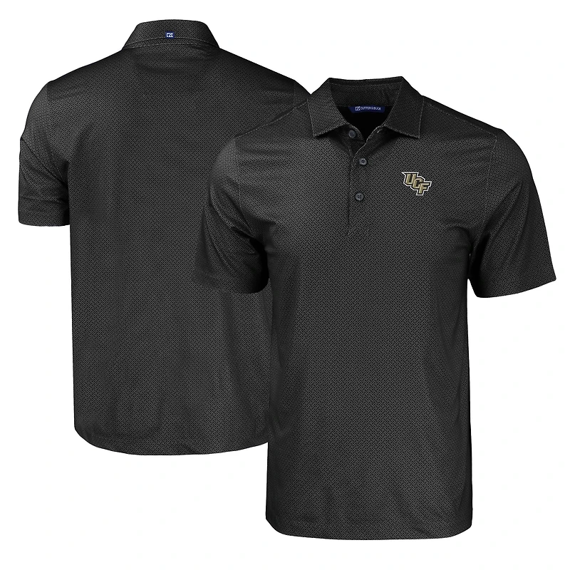 Men's Cutter & Buck Black UCF Knights Pike Eco Tonal Geo Print Stretch Recycled Polo