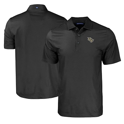 Men's Cutter & Buck Black UCF Knights Pike Eco Tonal Geo Print Stretch Recycled Polo