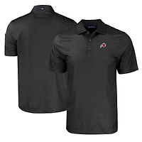 Men's Cutter & Buck Black Utah Utes Pike Eco Tonal Geo Print Stretch Recycled Polo