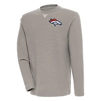 Men's Antigua  Oatmeal Denver Broncos Flier Bunker Pullover Sweatshirt