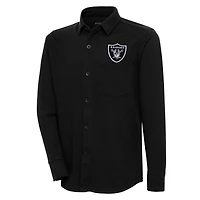 Men's Antigua  Black Las Vegas Raiders Streamer Button-Up Shacket