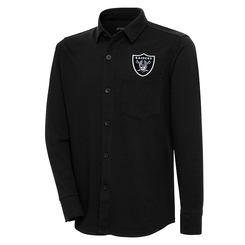 Men's Antigua  Black Las Vegas Raiders Streamer Button-Up Shacket