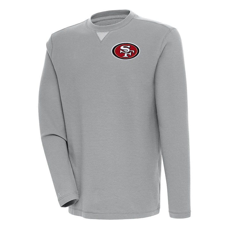 Men's Antigua  Gray San Francisco 49ers Flier Bunker Pullover Sweatshirt