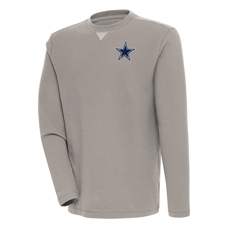 Men's Antigua  Gray Dallas Cowboys Flier Bunker Pullover Sweatshirt