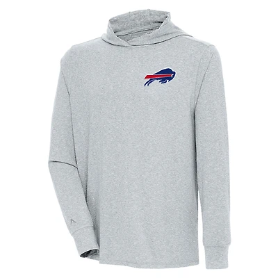 Men's Antigua  Heather Gray Buffalo Bills Saga Long Sleeve Hoodie T-Shirt