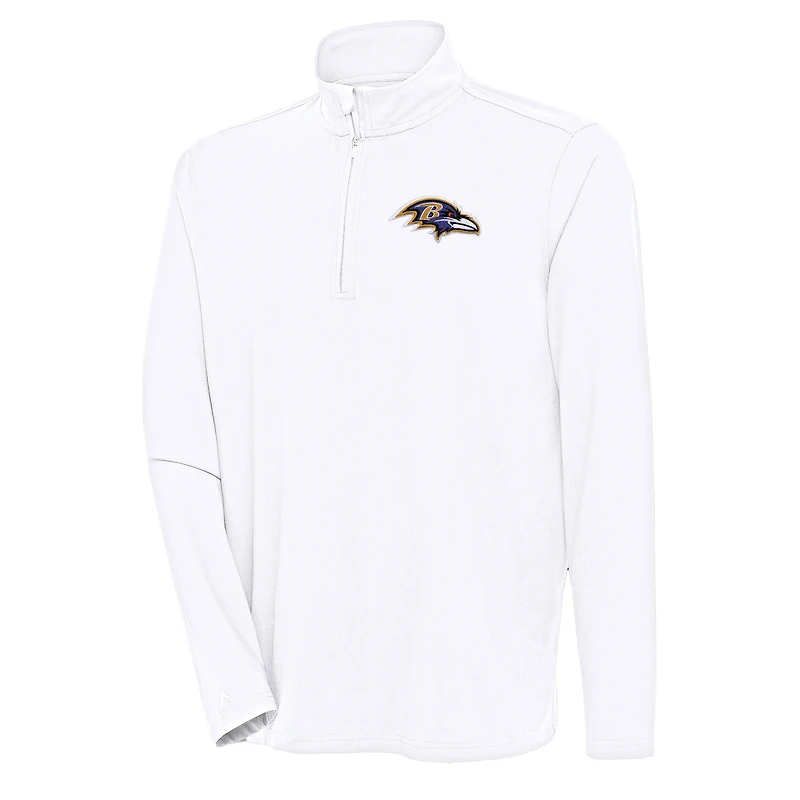 Men's Antigua White Baltimore Ravens Hunk Quarter-Zip Pullover Top